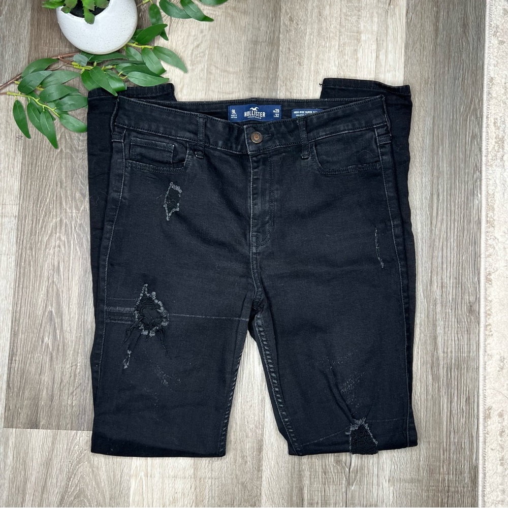 Hollister High Waisted Black Distressed Jeans